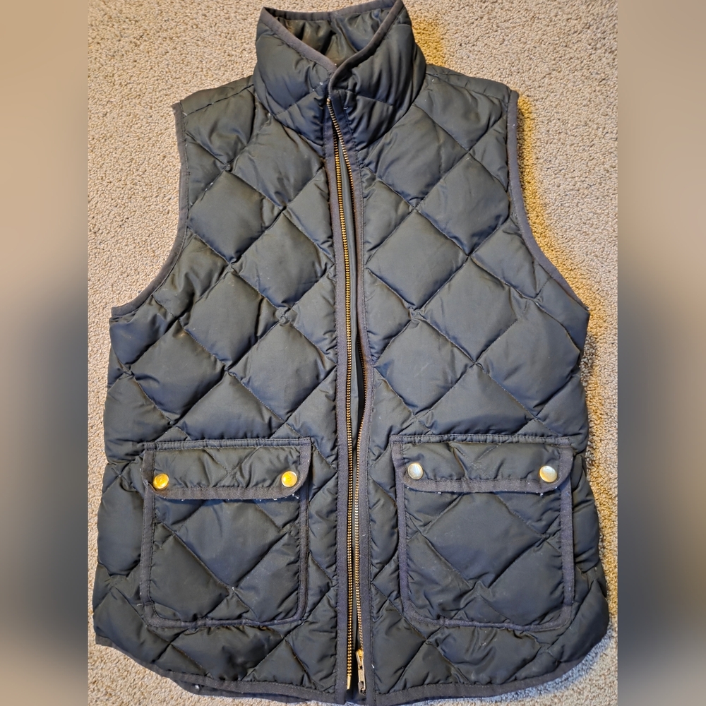 J Crew Womens Black Quilted Vest with Pockets Size Small